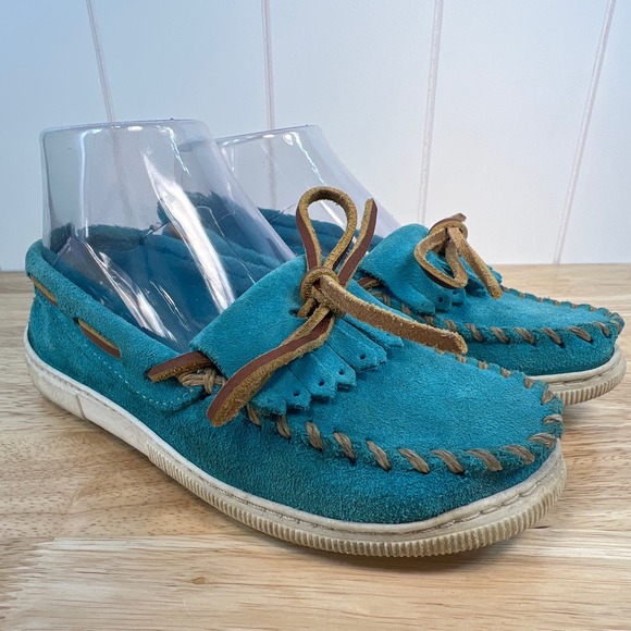 MINNETONKA Blue suede moccasins‎ size 5.5 - Picture 1 of 11